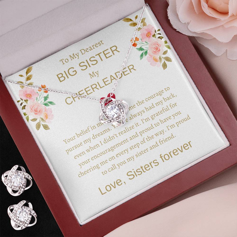 To My Big Sister - Love Knot Earring & Necklace Bundle | Special Sister Gift