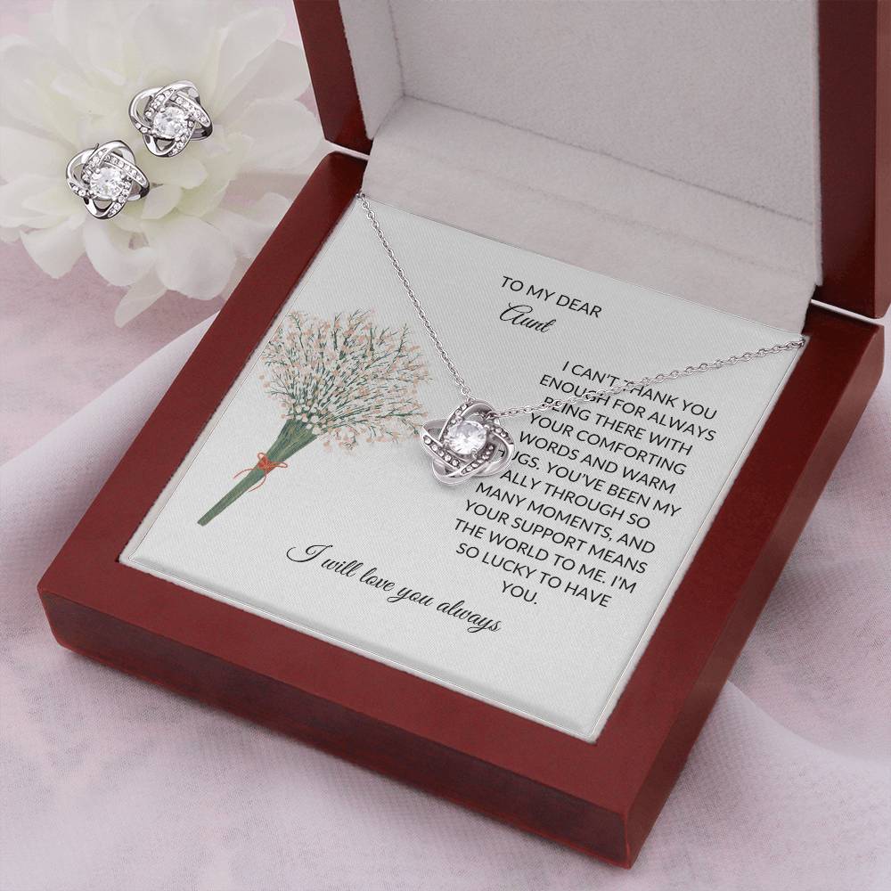 Beautiful Love Knot Necklace and Earring Set – A Memorable Gift for Your Wonderful Aunt - SOUVMOUR