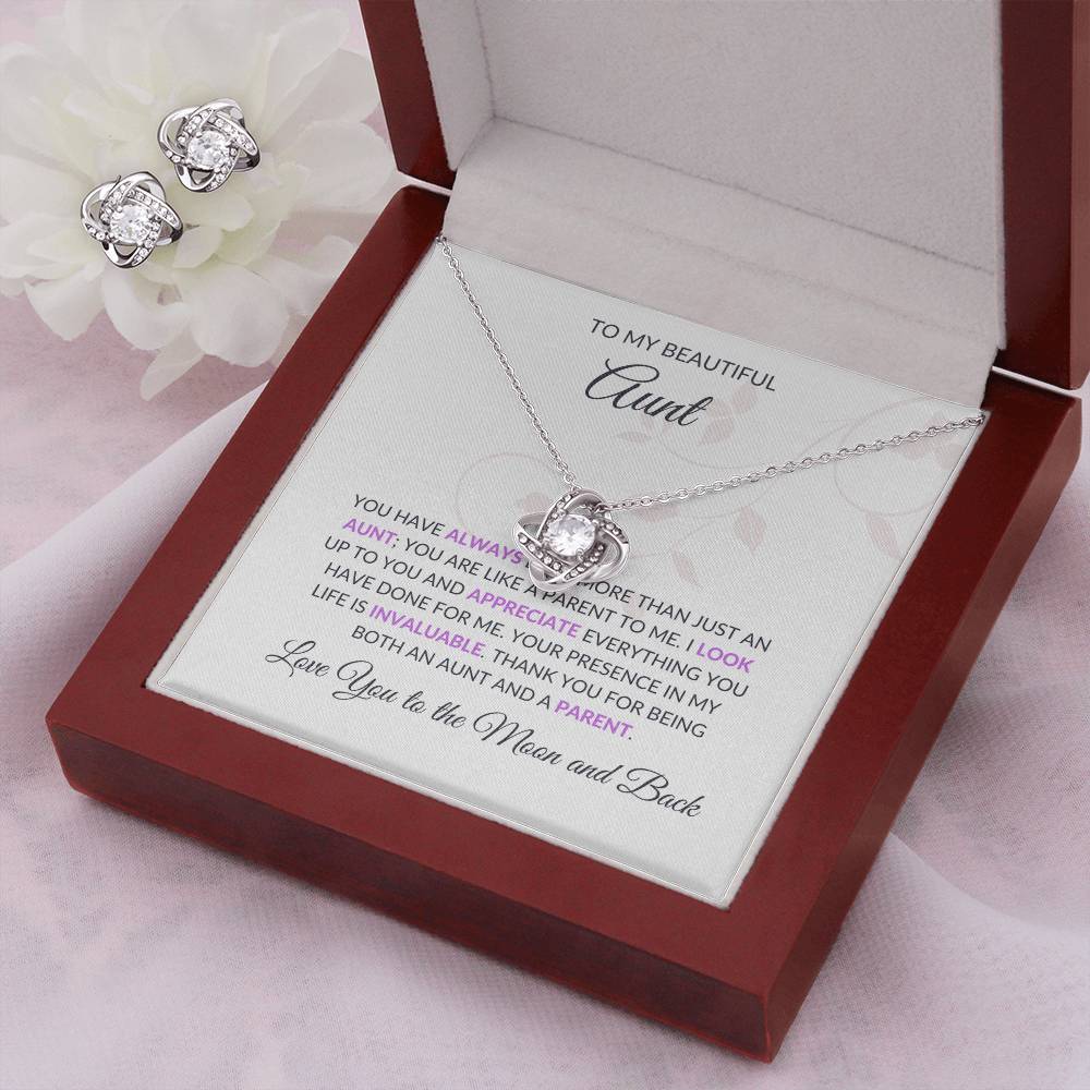 Beautiful Love Knot Necklace and Earring Set | A Special Jewelry Gift for Aunt - SOUVMOUR