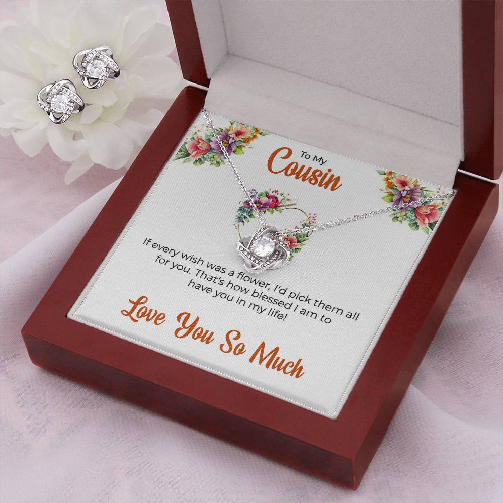 Cousin Necklace | To My Cousin My Best Friend - Love Knot Necklace & Earring Set | Cousin Friendship Necklace
