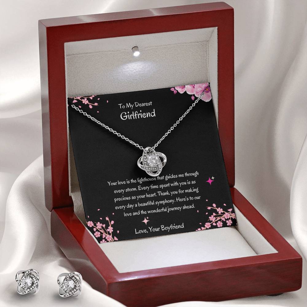 Love Knot Jewelry Set for Her | Earring & Necklace Gift for Girlfriend - SOUVMOUR