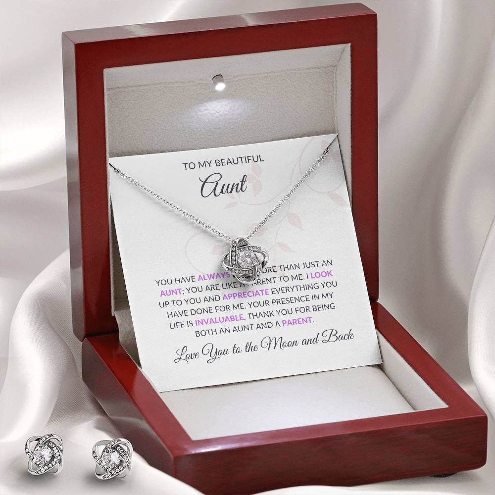 Beautiful Love Knot Necklace and Earring Set | A Special Jewelry Gift for Aunt - SOUVMOUR