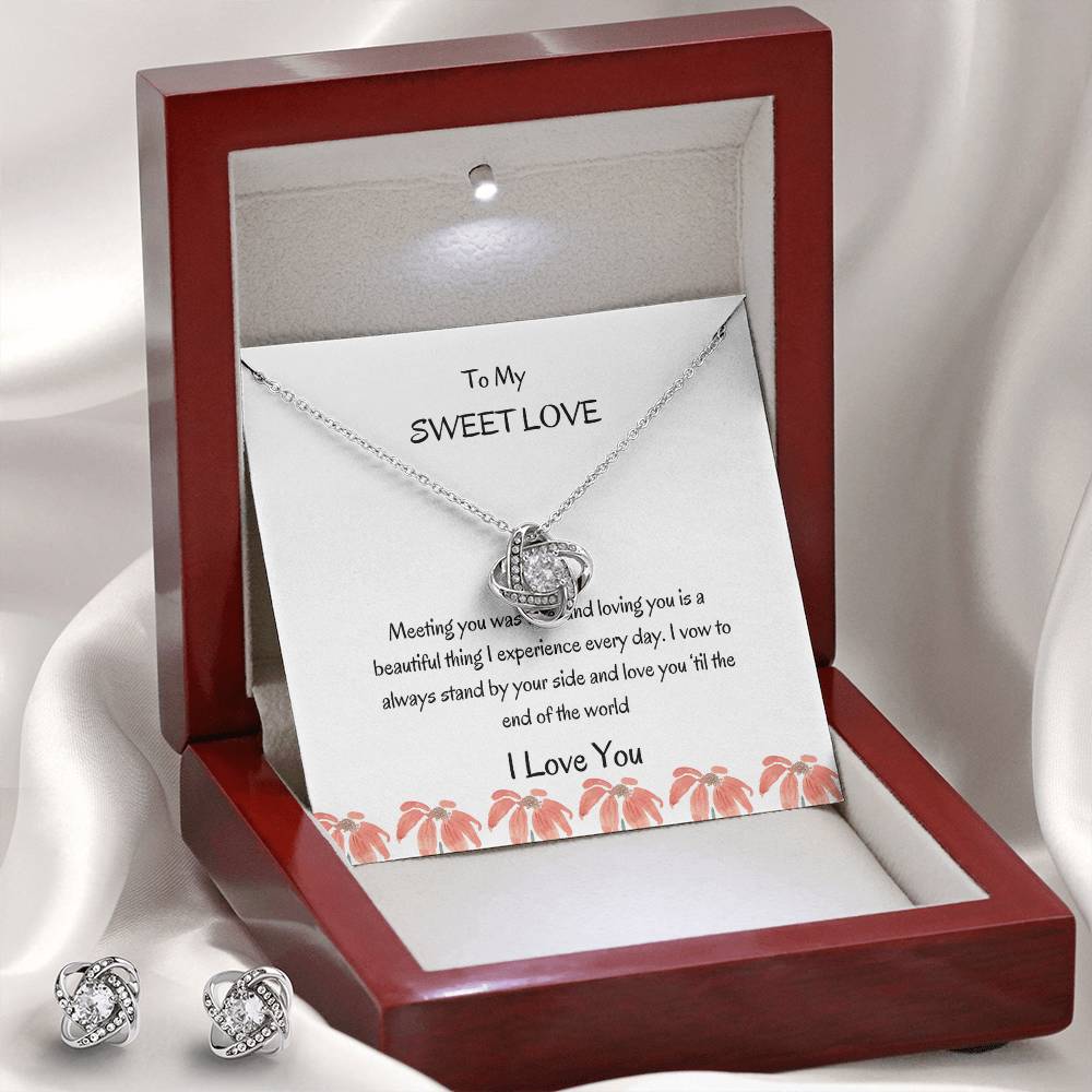 Love Knot Earring and Necklace Set for Her | Necklace For Girlfriend - SOUVMOUR