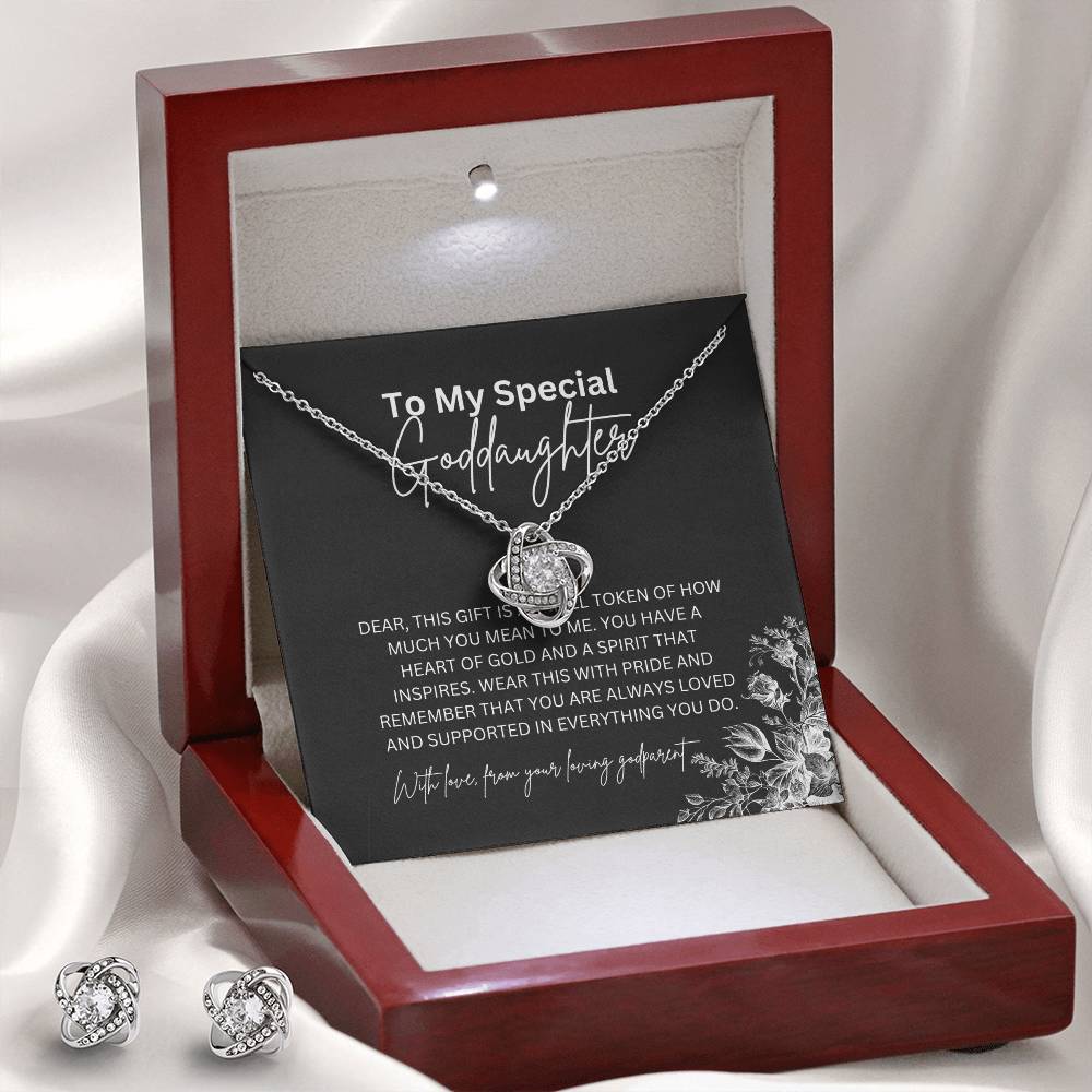 Love Knot Necklace & Earring Set | To My Special Goddaughter | A Symbol of Love and Connection | Goddaughter Gift