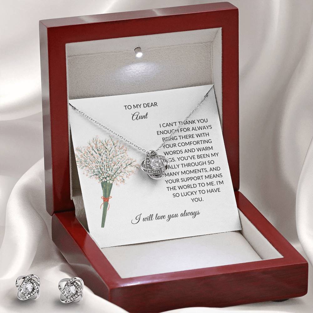 Beautiful Love Knot Necklace and Earring Set – A Memorable Gift for Your Wonderful Aunt - SOUVMOUR