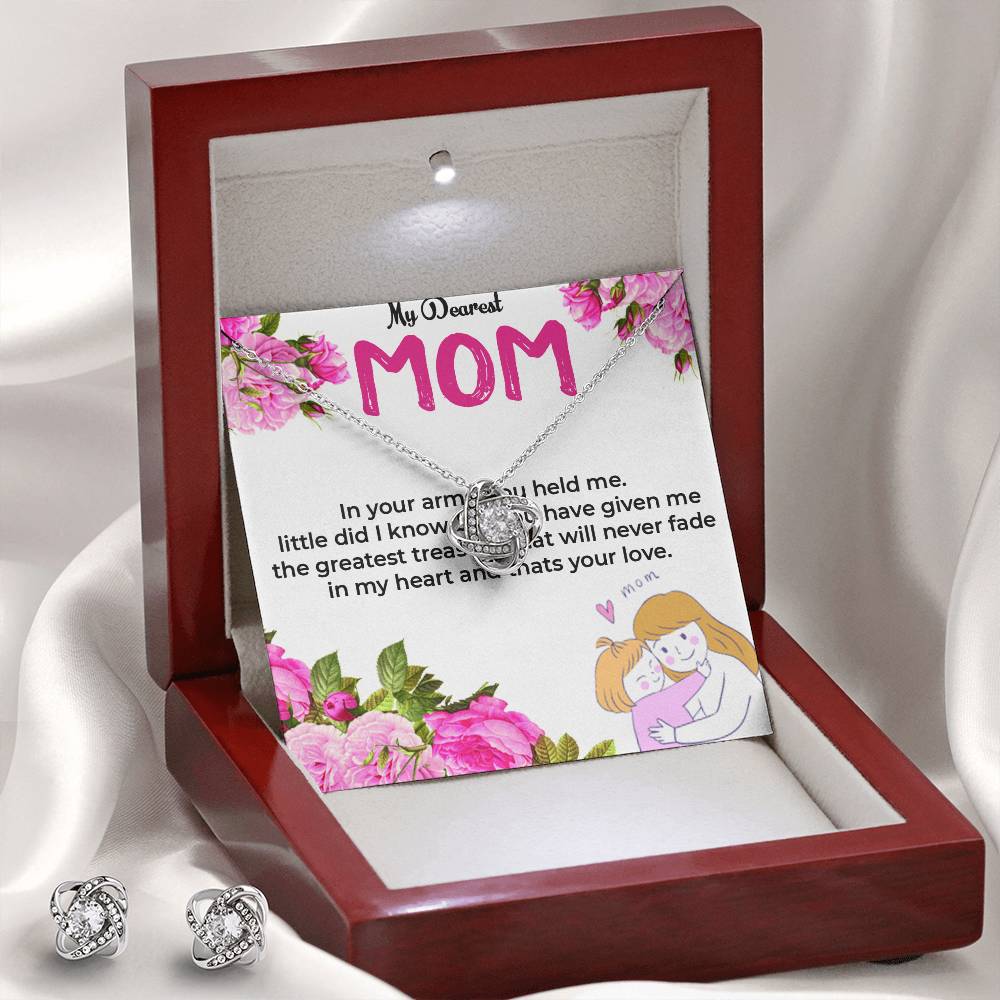 To My Dearest Mom | Elegant Love Knot Jewelry Set with Earrings
