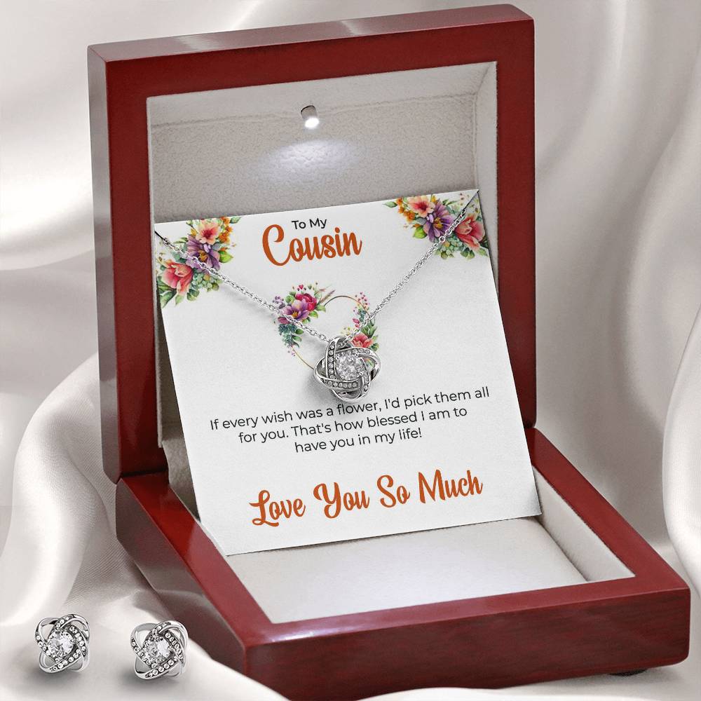 Cousin Necklace | To My Cousin My Best Friend - Love Knot Necklace & Earring Set | Cousin Friendship Necklace