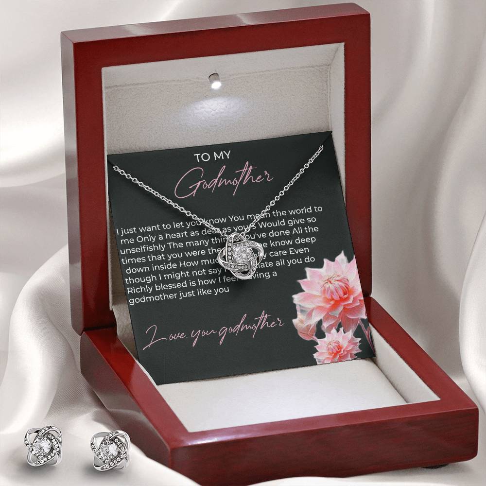 To My Godmother Necklace & Earring Set Necklace with Heartfelt Message | Necklace for Godmother