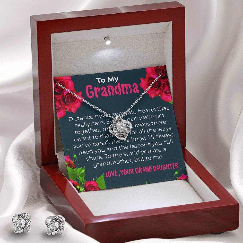 To My Grandma | Elegant Love Knot Necklace Gift from Granddaughter | Gift for Grandma