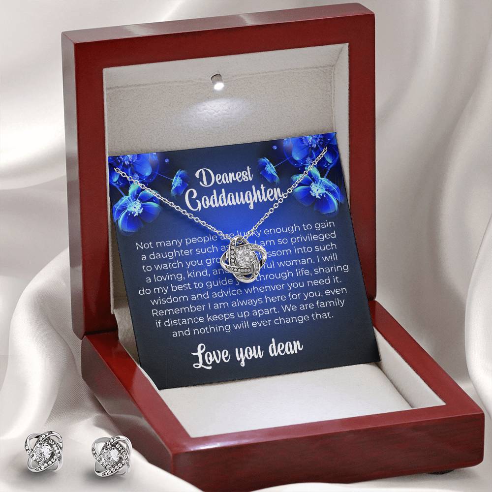 Love Knot Necklace & Earring Set | To My Dearest Goddaughter | A Gift of Endless Love and Support | Goddaughter Gift
