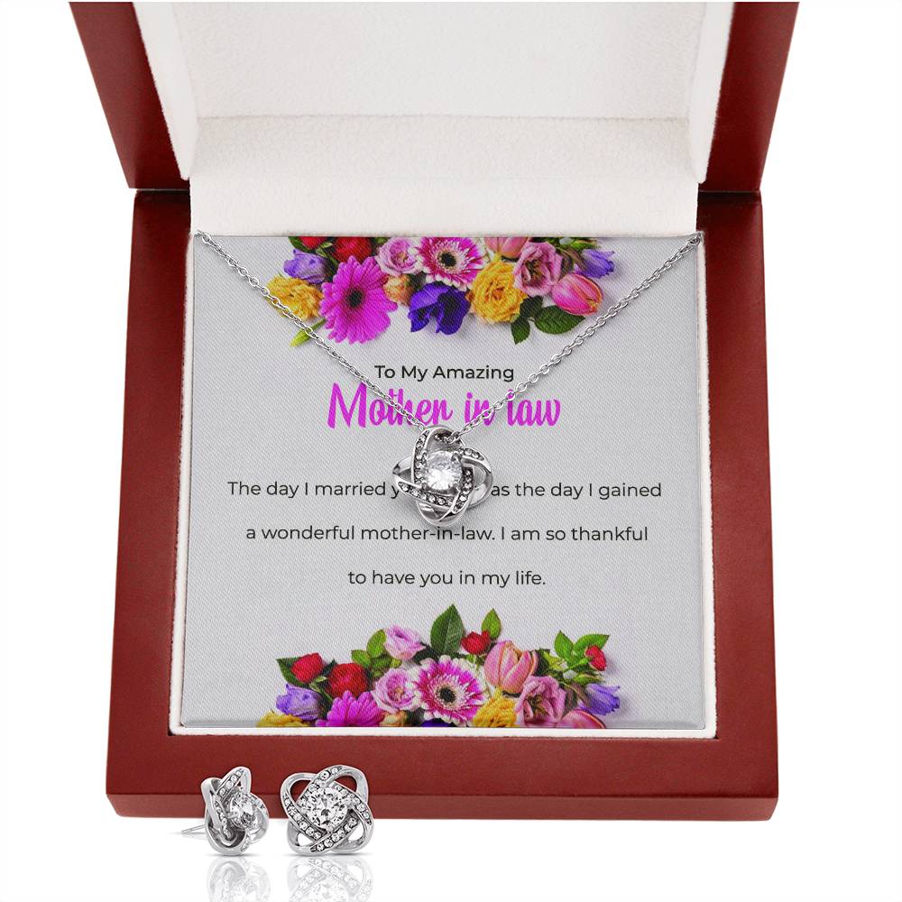 To My Amazing Mother-in-law | Love Knot Necklace & Earring Set | Thoughtful Gift for Mother-in-law