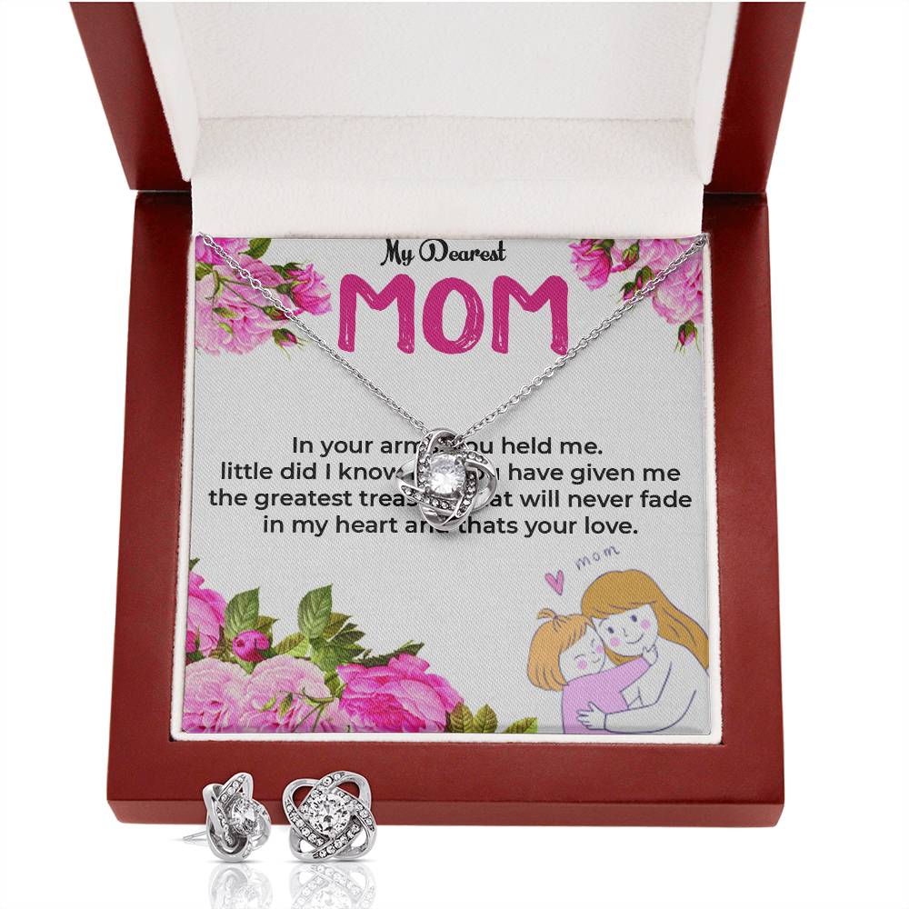 To My Dearest Mom | Elegant Love Knot Jewelry Set with Earrings