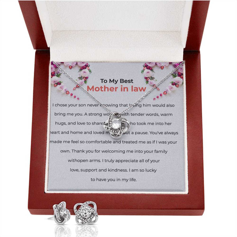 To the Best Mother-in-law | Love Knot Necklace & Earring Set | Cherished Mother-in-law Gift
