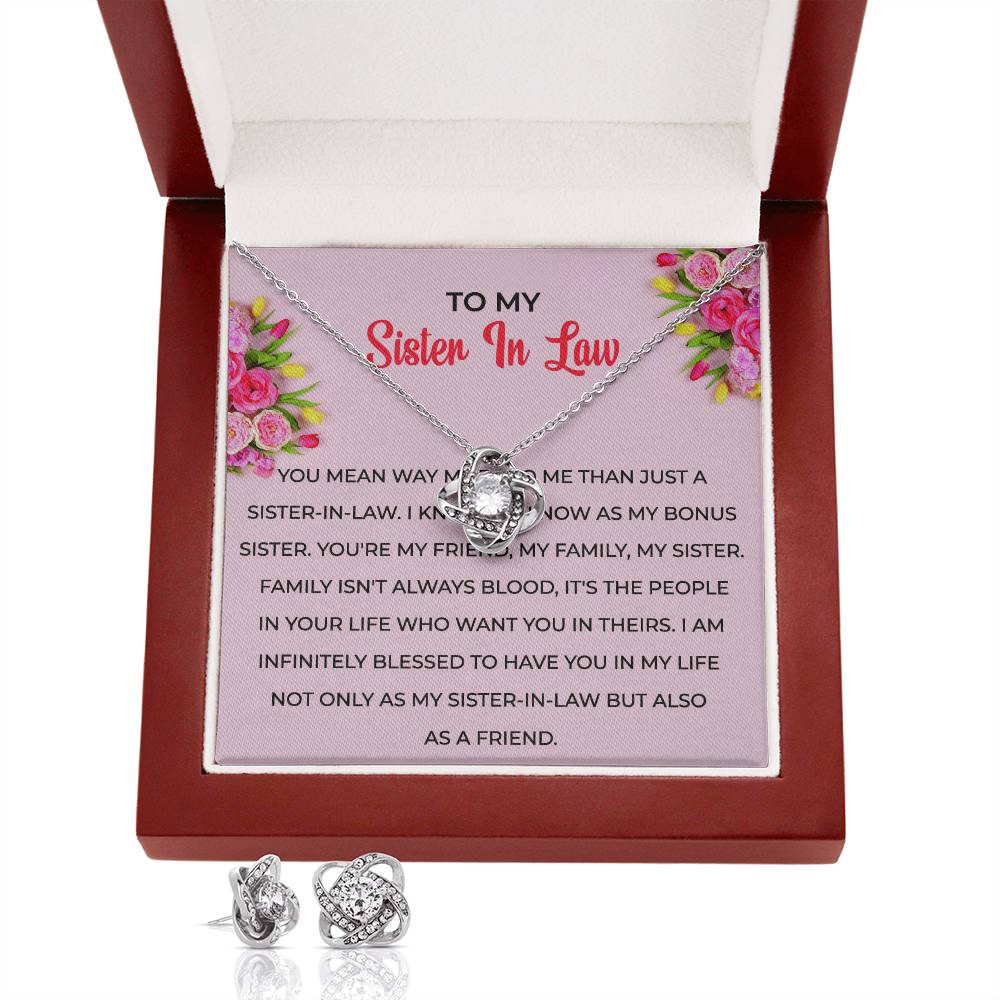 To My Sister-in-Law | Love Knot Necklace & Earring Set | Gift for Sister-in-Law