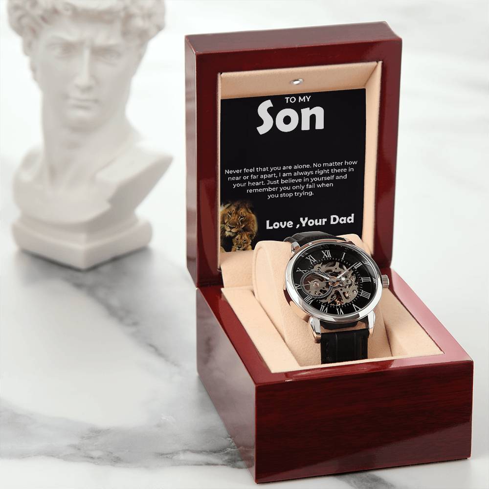 To My Brave Son | Openwork Watch Gift from Dad | Timeless Gift for Son