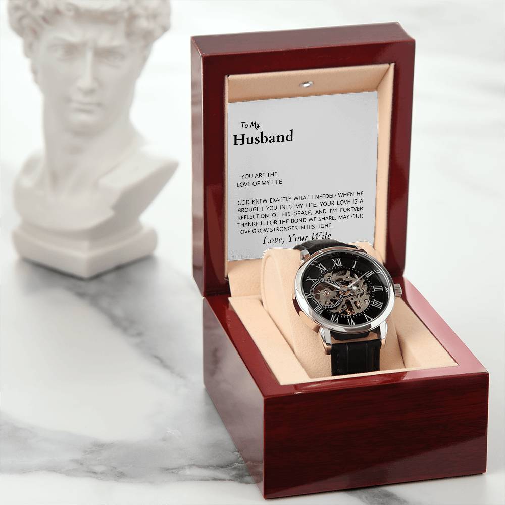 To My Husband, the Love of My Life Openwork Watch | Perfect Gift for Him