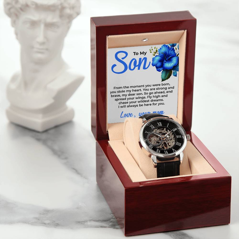 To My Dear Son | Openwork Watch Gift from Mom | Meaningful Watch Gift