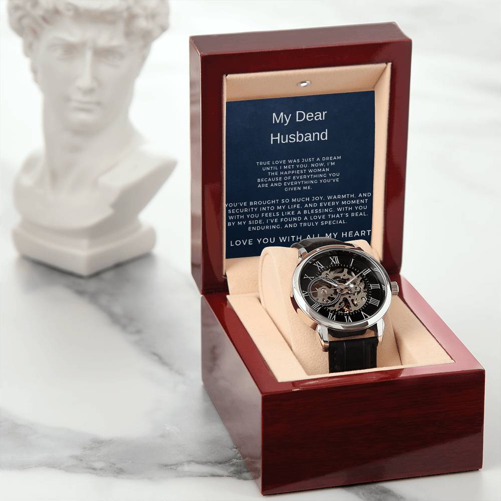 My Dear Husband Openwork Watch | Stylish Gift for Husband