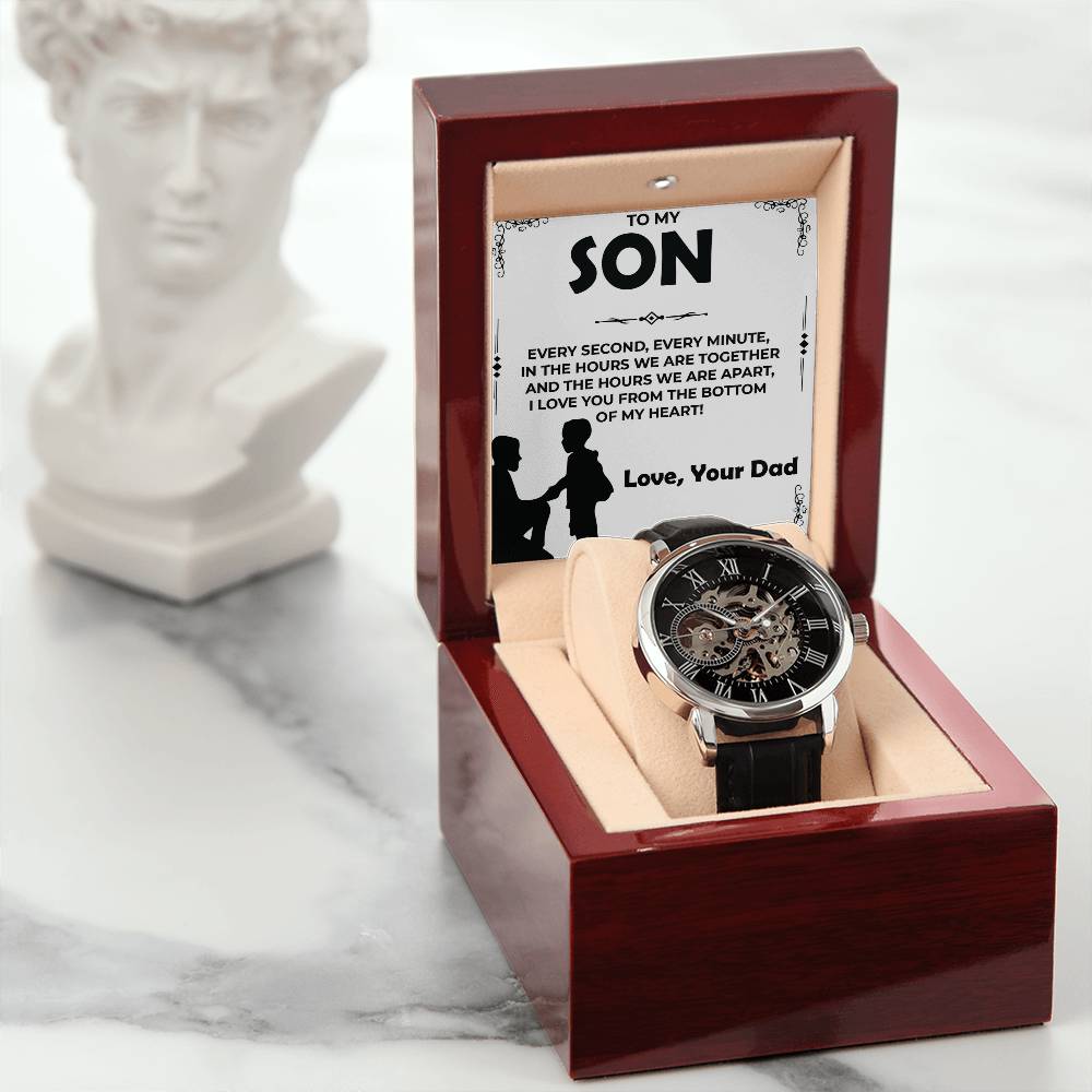 Dear Son | Openwork Watch Gift from Dad | Elegant Watch for Son