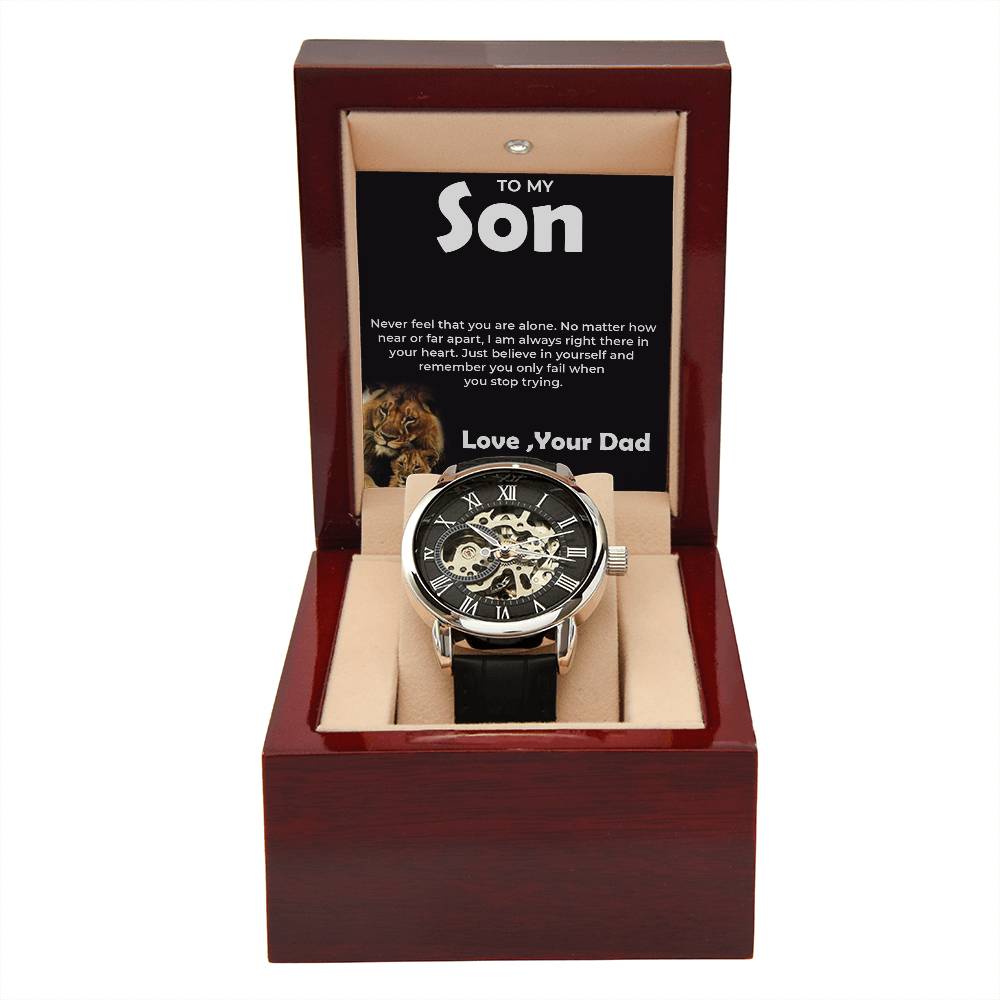 To My Brave Son | Openwork Watch Gift from Dad | Timeless Gift for Son