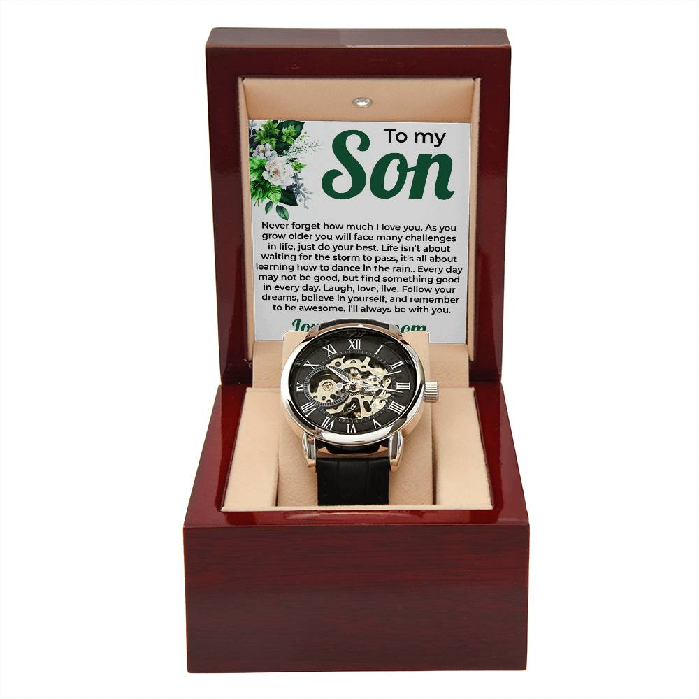 To My Lovely Boy | Openwork Watch Gift from Mom | Special Son Watch