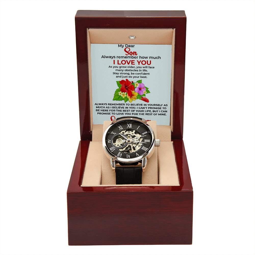 To My Beautiful Boy | Openwork Watch Gift from Mom | Luxury Watch for Son
