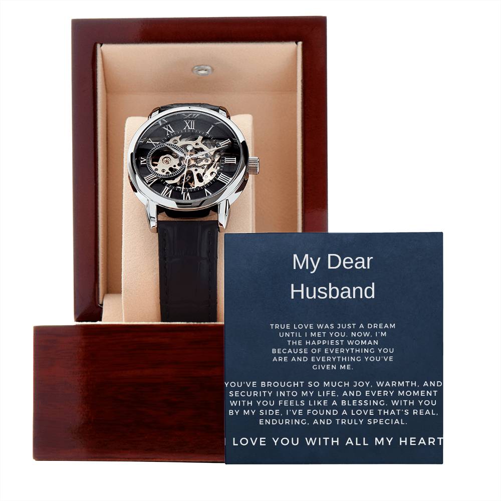 My Dear Husband Openwork Watch | Stylish Gift for Husband