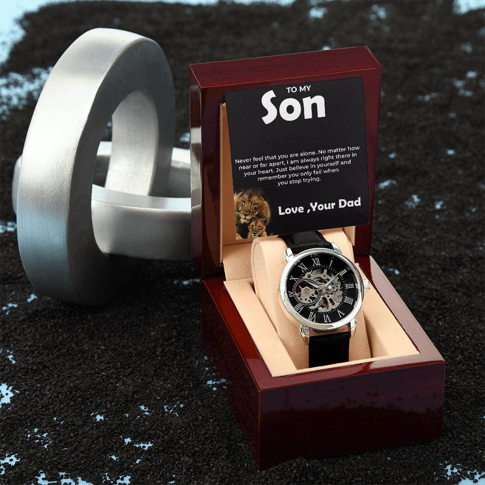 To My Brave Son | Openwork Watch Gift from Dad | Timeless Gift for Son