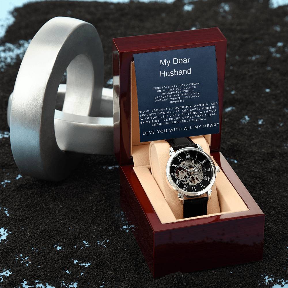 My Dear Husband Openwork Watch | Stylish Gift for Husband