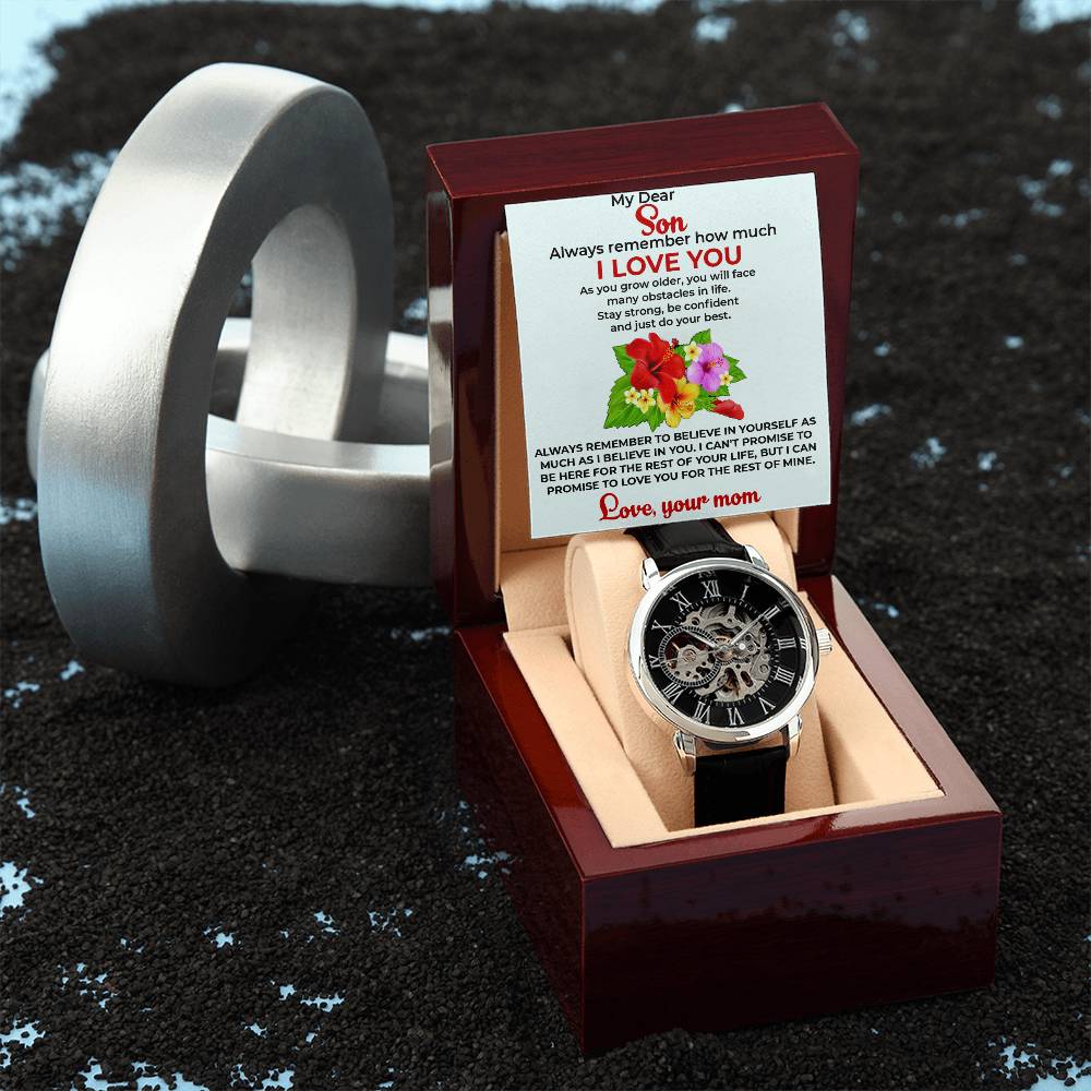 To My Beautiful Boy | Openwork Watch Gift from Mom | Luxury Watch for Son