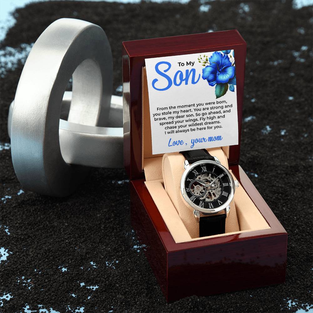 To My Dear Son | Openwork Watch Gift from Mom | Meaningful Watch Gift