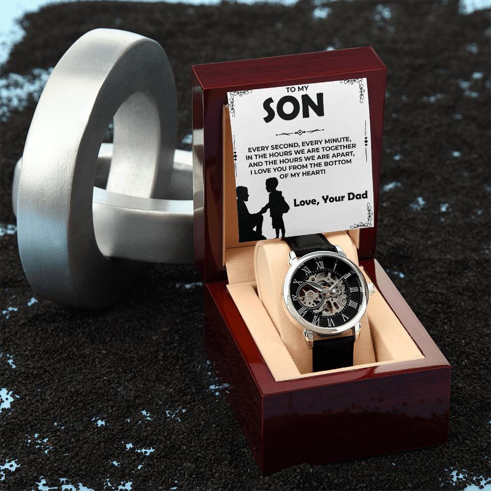 Dear Son | Openwork Watch Gift from Dad | Elegant Watch for Son