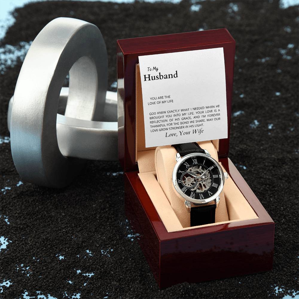 To My Husband, the Love of My Life Openwork Watch | Perfect Gift for Him