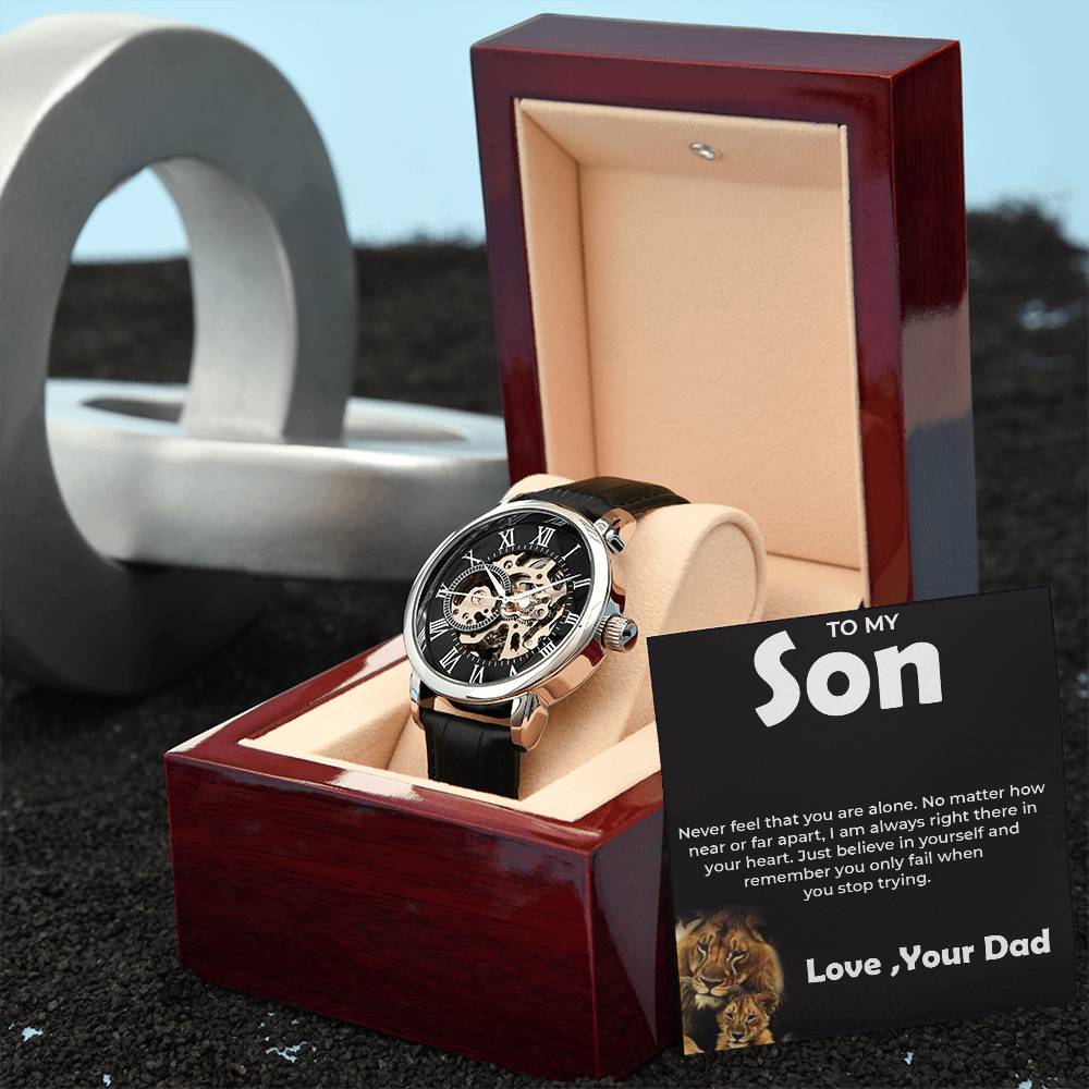 To My Brave Son | Openwork Watch Gift from Dad | Timeless Gift for Son