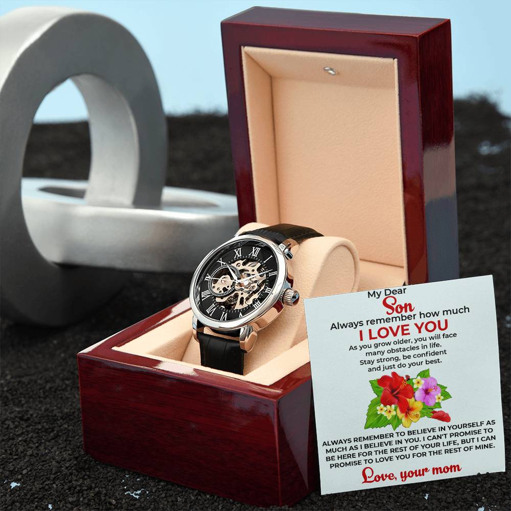 To My Beautiful Boy | Openwork Watch Gift from Mom | Luxury Watch for Son