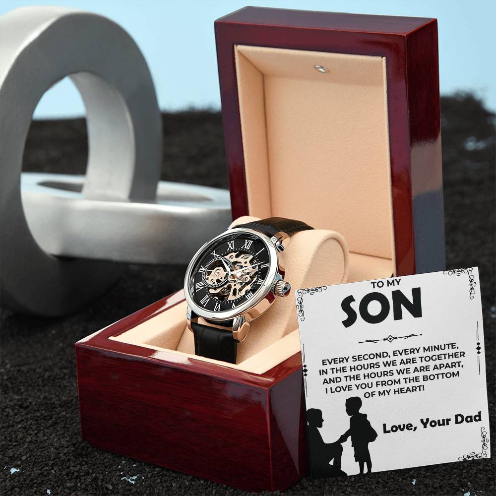 Dear Son | Openwork Watch Gift from Dad | Elegant Watch for Son