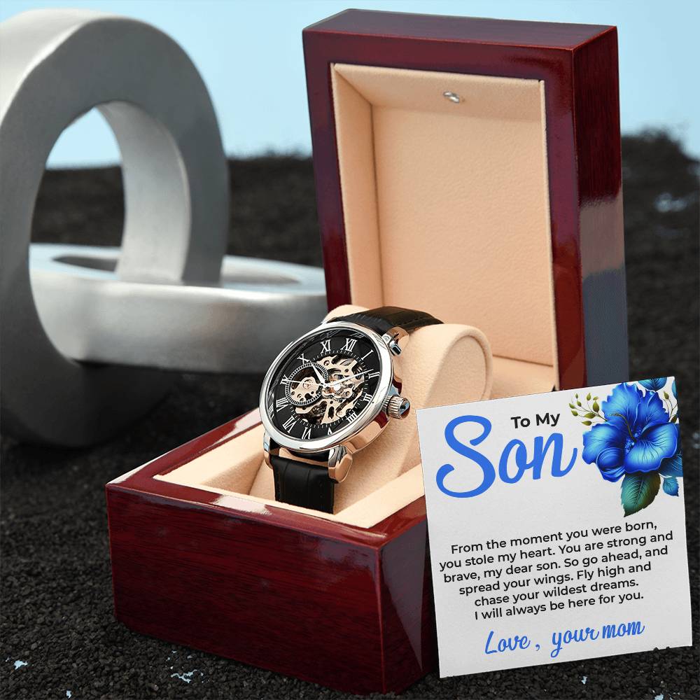 To My Dear Son | Openwork Watch Gift from Mom | Meaningful Watch Gift