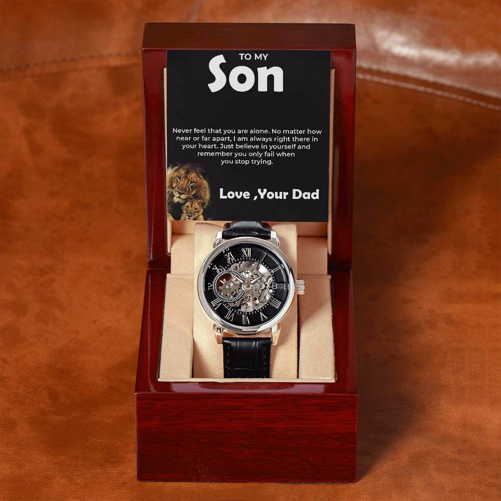 To My Brave Son | Openwork Watch Gift from Dad | Timeless Gift for Son