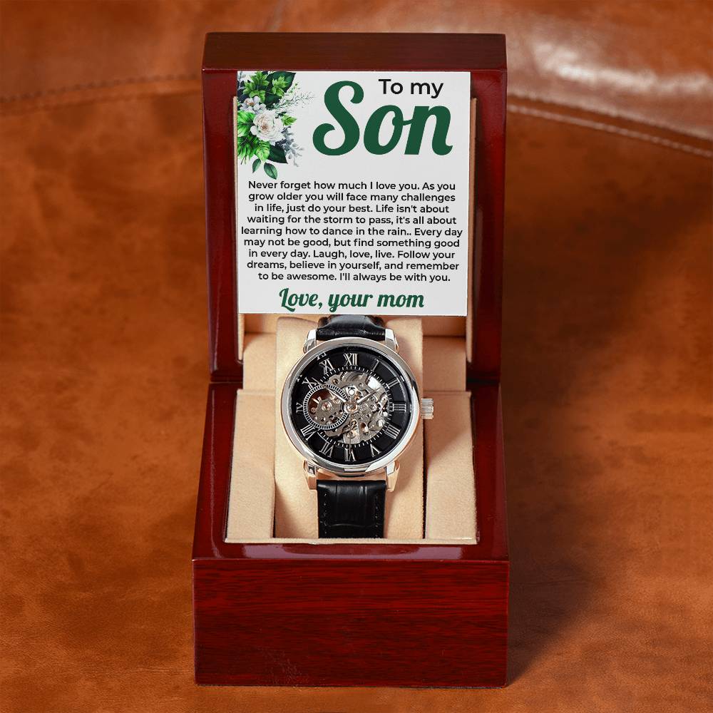 To My Lovely Boy | Openwork Watch Gift from Mom | Special Son Watch