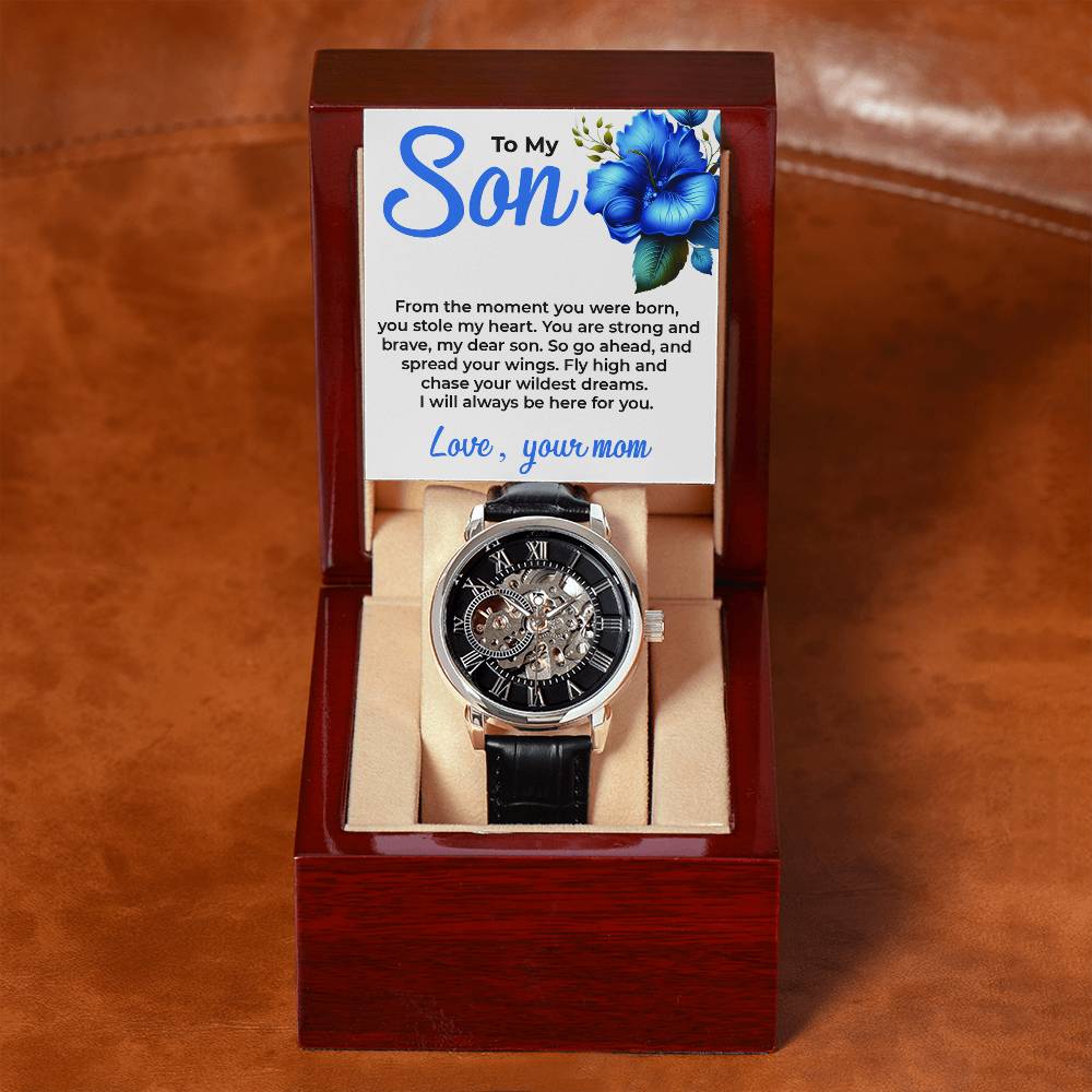To My Dear Son | Openwork Watch Gift from Mom | Meaningful Watch Gift