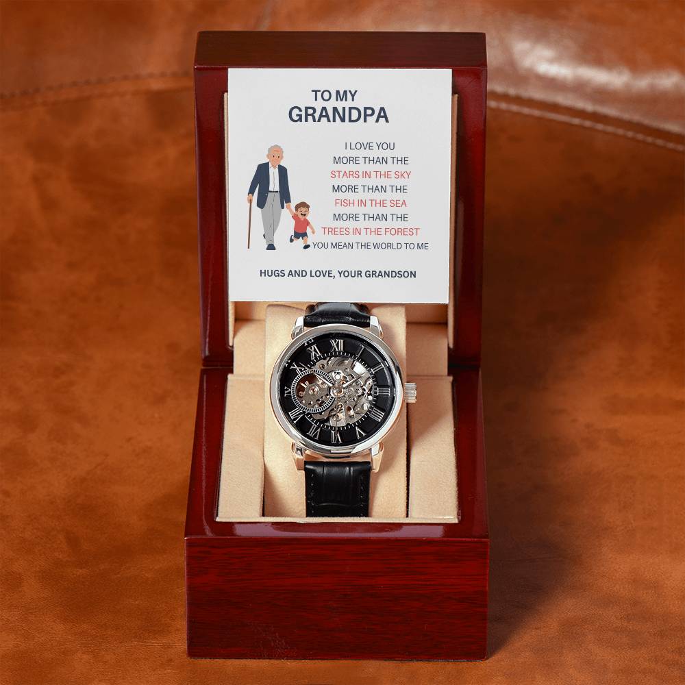 To My Amazing Grandpa – Openwork Watch from Grandson with Personalized Message Card