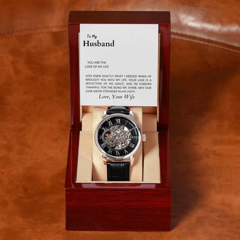 To My Husband, the Love of My Life Openwork Watch | Perfect Gift for Him