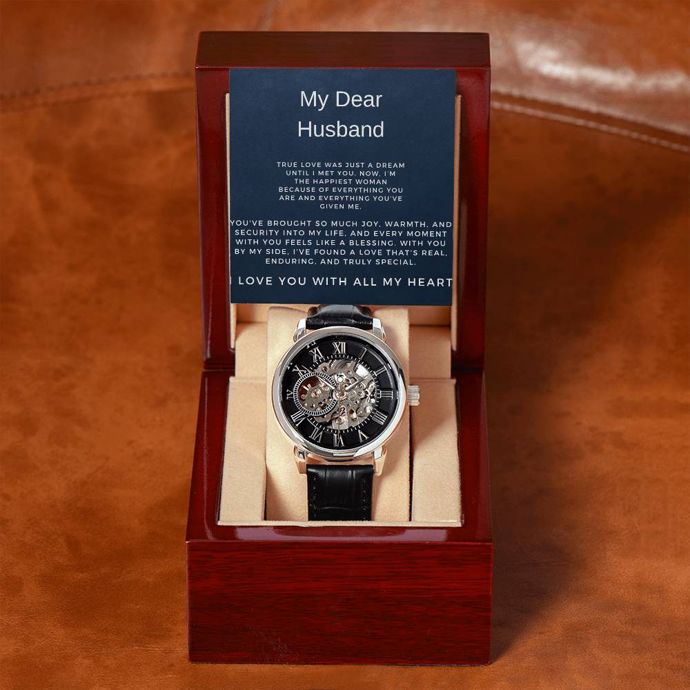 My Dear Husband Openwork Watch | Stylish Gift for Husband