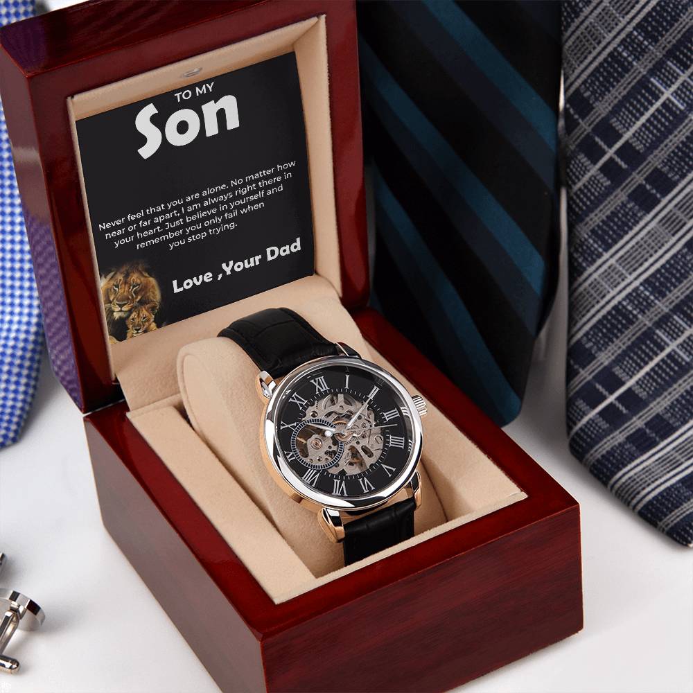 To My Brave Son | Openwork Watch Gift from Dad | Timeless Gift for Son