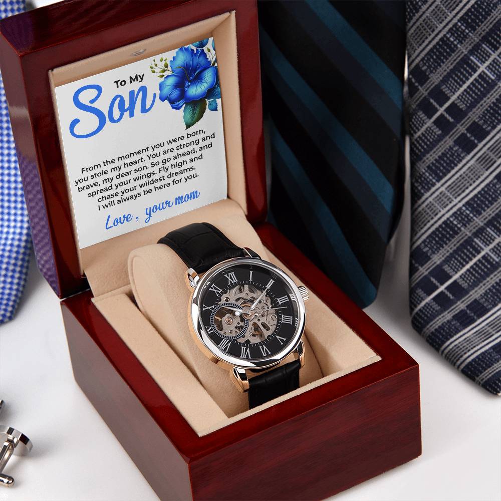 To My Dear Son | Openwork Watch Gift from Mom | Meaningful Watch Gift