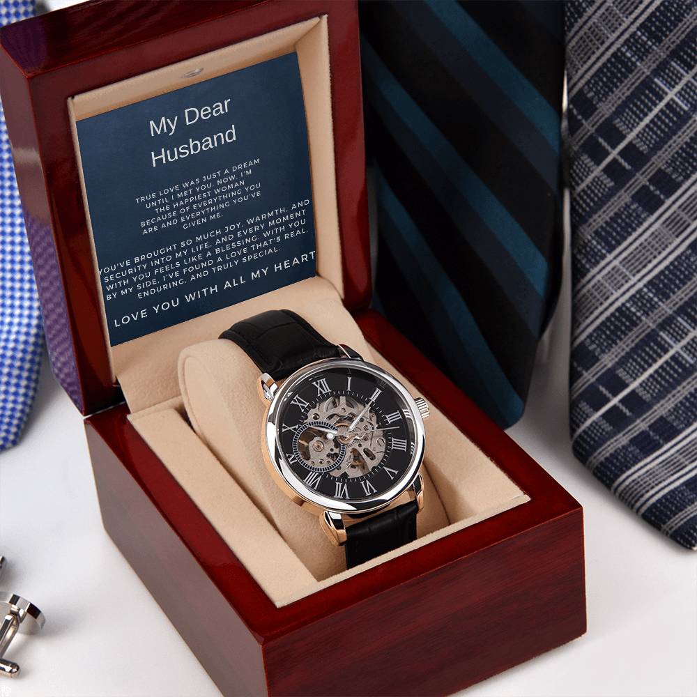 My Dear Husband Openwork Watch | Stylish Gift for Husband