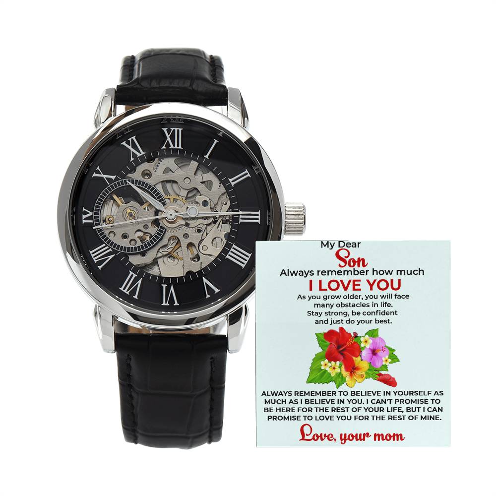 To My Beautiful Boy | Openwork Watch Gift from Mom | Luxury Watch for Son