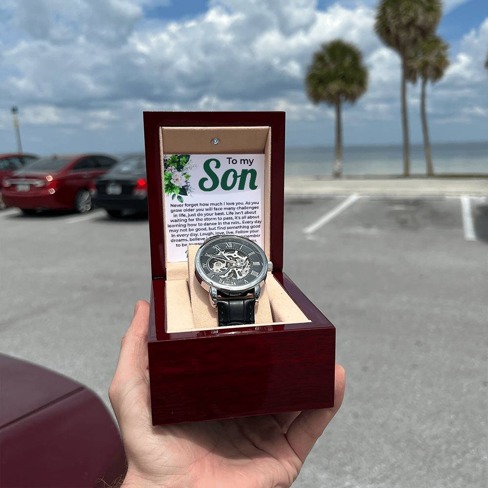 To My Lovely Boy | Openwork Watch Gift from Mom | Special Son Watch