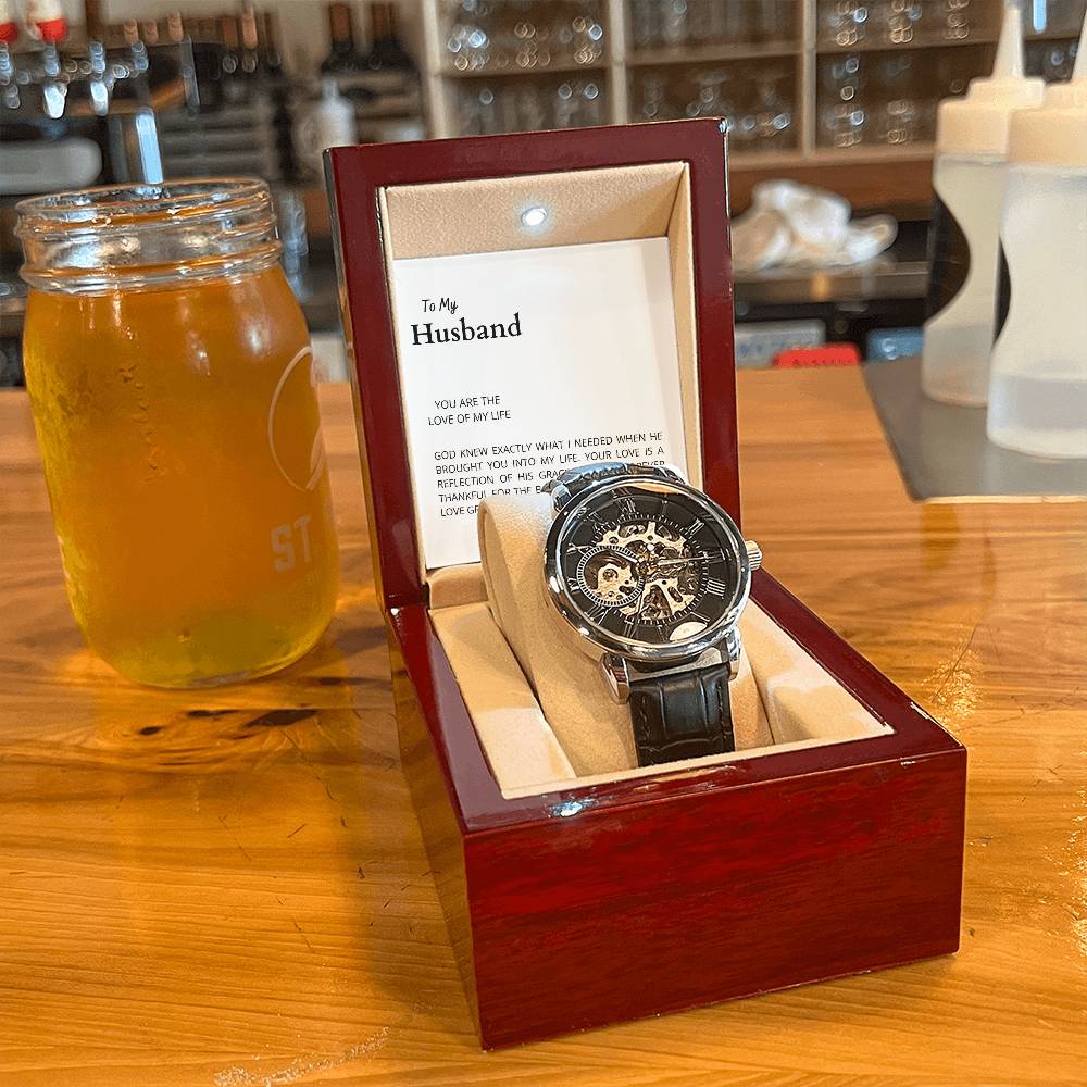 To My Husband, the Love of My Life Openwork Watch | Perfect Gift for Him