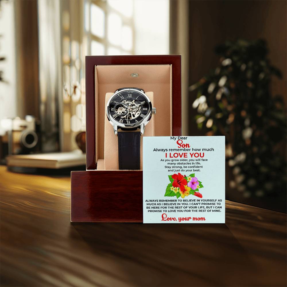 To My Beautiful Boy | Openwork Watch Gift from Mom | Luxury Watch for Son